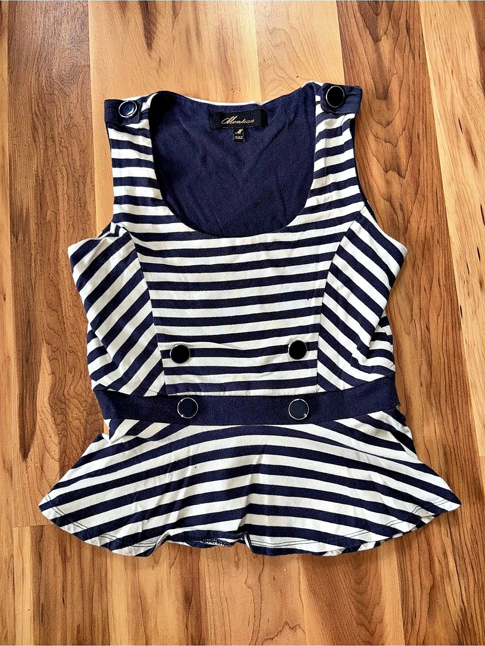 Monsoon Striped Peplum Tank in Blue & White 💙🤍
